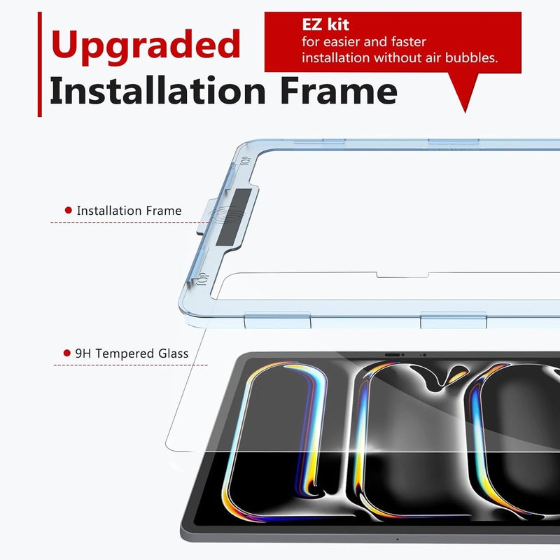 bersem Screen Protector Compatible with iPad Pro 13 Inch M5 2025 / M4 2024, Tempered Glass, Ultra Clear, Anti-Scratch, Case Friendly, EZ Kit, 1 Pack - Image 3